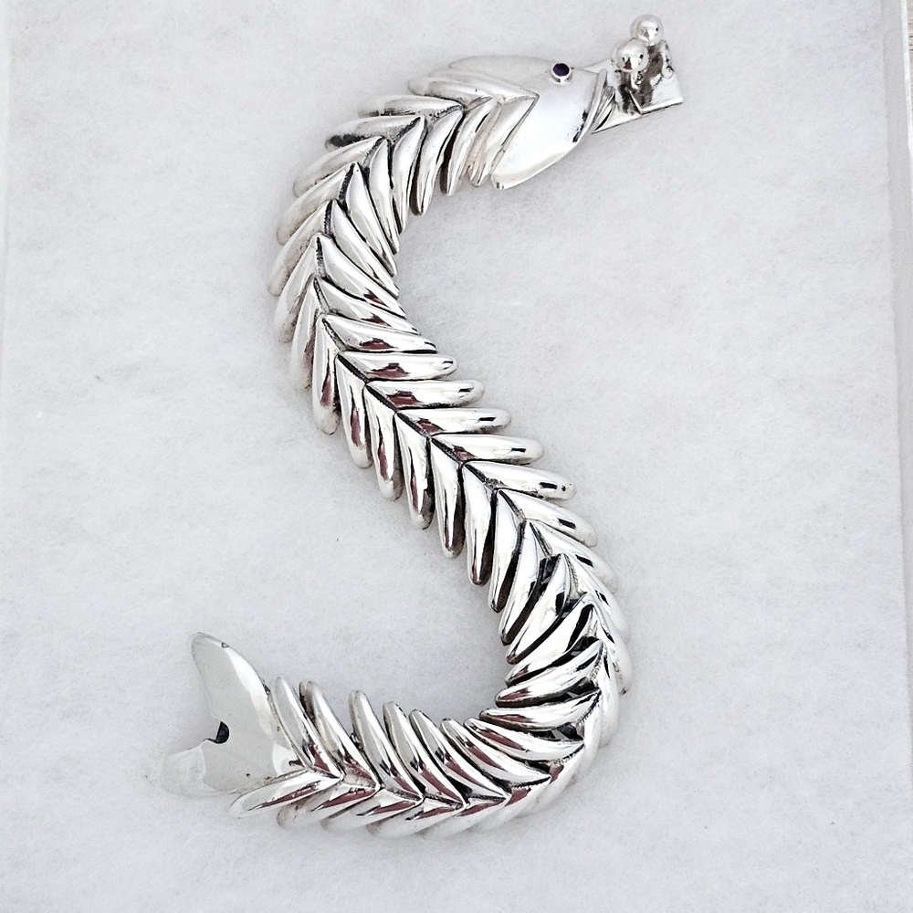Super Rare SILPADA Sterling Silver Fish Scale 8" Bracelet IB213 - 76g